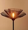 Brown & Black Iron Torchiere Floor Lamp with Iron Base