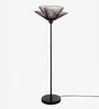 Brown & Black Iron Torchiere Floor Lamp with Iron Base