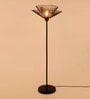 Brown & Black Iron Torchiere Floor Lamp with Iron Base