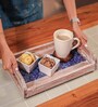 Brown & Blue Acacia Wood Serving Tray
