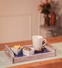 Brown & Blue Acacia Wood Serving Tray