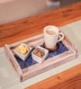 Brown & Blue Acacia Wood Serving Tray