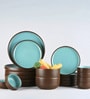 Brown & Blue Dinner Set of 20