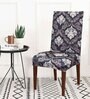 Brown & Cream Printed Polyester Blend 14x38 Inches Chair Covers (Set of 6)