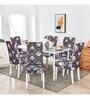 Brown & Cream Printed Polyester Blend 14x38 Inches Chair Covers (Set of 6)
