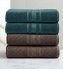 Brown & Dark Green Soft Cotton 500 GSM Solid Bath Towel Pack Of 4