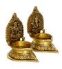 Brown & Gold Brass Laxmi Ganesha Handcrafted Diya eCraftIndia