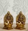 Brown & Gold Brass Laxmi Ganesha Handcrafted Diya eCraftIndia