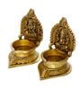 Brown & Gold Brass Laxmi Ganesha Handcrafted Diya eCraftIndia