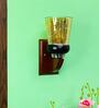Brown & Gold E27 holder Wood & Glass Uplight Wall Scone