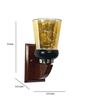 Brown & Gold E27 holder Wood & Glass Uplight Wall Scone