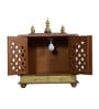 Brown & Gold Mango Wood Pooja Mandir With Door