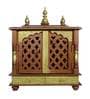 Brown & Gold Mango Wood Pooja Mandir With Door