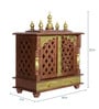 Brown & Gold Mango Wood Pooja Mandir With Door