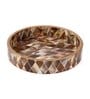 Brown & Gold MDF Wood Diamond  Round Serving Tray
