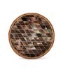 Brown & Gold MDF Wood Diamond  Round Serving Tray