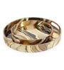 Brown & Gold MDF Wood Marble (Set of 2) Round Serving Trays