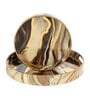 Brown & Gold MDF Wood Marble (Set of 2) Round Serving Trays