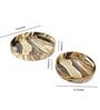 Brown & Gold MDF Wood Marble (Set of 2) Round Serving Trays