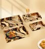Brown & Gold MDF Wood Marble (Set of 4) Serving Trays