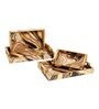 Brown & Gold MDF Wood Marble (Set of 4) Serving Trays