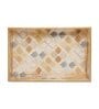 Brown & Gold MDF Wood Mosaic  Rectangle Serving Tray