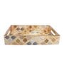 Brown & Gold MDF Wood Mosaic  Rectangle Serving Tray