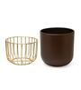 Brown & Gold Metal Floor Planter