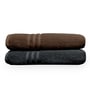 Brown & Grey Cotton Solid 550 GSM Bath 2 Pcs Bath Towels