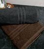 Brown & Grey Cotton Solid 550 GSM Bath 2 Pcs Bath Towels