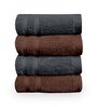 Brown & Grey Cotton Solid 550 GSM 4 Pcs Hand Towels