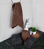 Brown & Grey Cotton Solid 550 GSM 4 Pcs Hand Towels