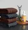 Brown & Grey Cotton Solid 550 GSM 4 Pcs Hand Towels