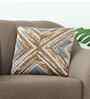 Brown & Ivory 100% Cotton Sabah 16X16 Inches Knitted Cushion Cover