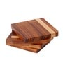Brown & Off-white Sheesham & Mango Wood (Set of 4) Coaster With Base Tray