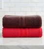 Brown & Red Soft Cotton 500 GSM Solid Bath Towel Pack Of 2
