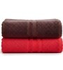 Brown & Red Soft Cotton 500 GSM Solid Bath Towel Pack Of 2
