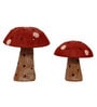 Brown & Red Soomin Terracotta Handpainted Garden Mushroom Artificial Plant Without Pot Garden Figurine