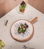 Brown & White Enamel Acacia Wood  Appetizer Platter
