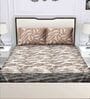 Brown Abstract 180 TC Cotton Queen Sized Bed Sheets with 2 Pillow Covers