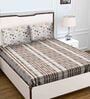 Brown Checkered 180 TC Cotton Queen Sized Bed Sheets with 2 Pillow Covers