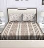 Brown Checkered 180 TC Cotton Queen Sized Bed Sheets with 2 Pillow Covers