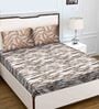 Brown Abstract 180 TC Cotton Queen Sized Bed Sheets with 2 Pillow Covers
