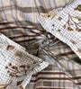 Brown Checkered 180 TC Cotton Queen Sized Bed Sheets with 2 Pillow Covers