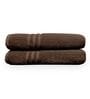 Brown Cotton Solid 550 GSM 2 Pcs Bath Towels