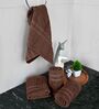 Brown Cotton Solid 550 GSM 4 Pcs Hand Towels