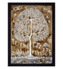 Brown Ethnic Dhokra And Warli Art Textured Paper Scratch/Dust Proof Framed Art Print