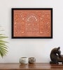 Brown Ethnic Dhokra And Warli Art Textured Paper Framed Art Print