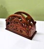 Brown  Handpainted  Wood   Tissue Holder