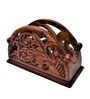 Brown  Handpainted  Wood   Tissue Holder